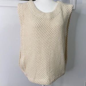 Zara Cream Textured Knit Sweater Vest